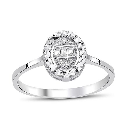 0.11 Karat Baget Pırlanta Yüzük (H-I VS/ Oval Efektli)